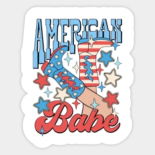 American Girl Babe, Cowboy Boots, 4th Of July, Independence Day Sticker